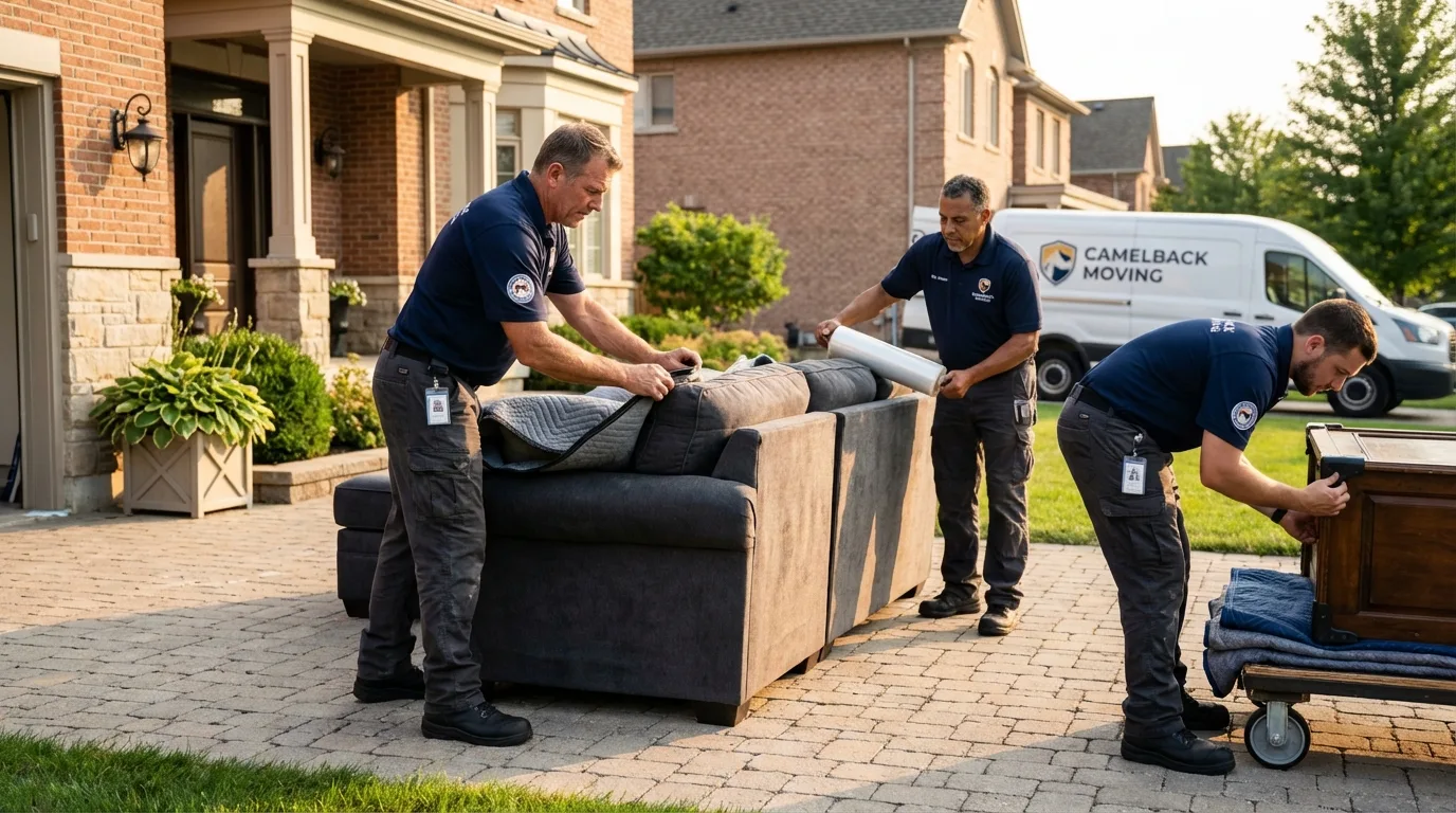 Large estate moving crew wrapping furniture in Pittsfield, IL